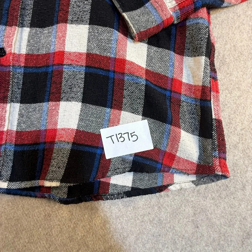 Molokai Surf Co Men XL Flannel Shirt Red White Black Plaid Long Sleeve Button Up